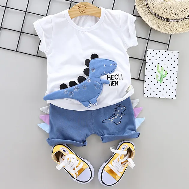 Hongwin Boys Baby Summer Thin Clothes Set Short Sleeve Cute Cotton Shirt Shorts Set.