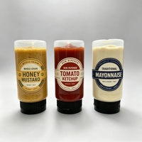 Bouteille de sauce salade en plastique inversée 300ml 360ml 500ml 1000ml, pot à presser pour sauce piquante avec couvercle à vis et bouchon rabattable