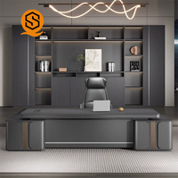 Ensemble de bureau et chaise de direction en forme de L, moderne et luxueux, en MDF, collection de mobilier de bureau haut de gamme