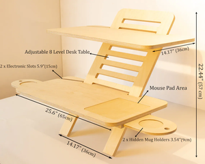 Verstellbarer Holz-Laptopständer Stehpult-Aufsatz Arbeitsplatz-Tischständer - Tischplatte aus Birkenholz-Sperrholz - Product Image 5