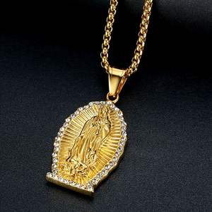 Hip Hop Christian Catholic Lady Mary impermeable deslustre libre de acero inoxidable joyería de moda colgantes collares para hombre - Product Image 4