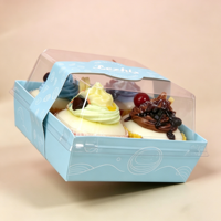 Caja para Pastel Personalizada, Impresa, de Calidad Alimentaria, de Papel Kraft Blanco, Transparente, para Pastel Suizo, Bandeja para Empacar Productos Horneados