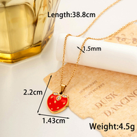 Ensemble de boucles d'oreilles et collier MaiNa en acier inoxydable avec motif de fruits (fraise, pastèque), bijoux mignons pour filles, décontractés, pour les fêtes, rouge, doux