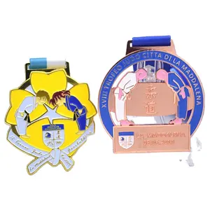 Vente en gros italie La Maddalena cuivre métal Zinc alliage personnalisé médaille Judo Sports médailles personnalisé pour Judo Club