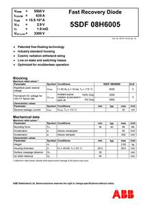 Diodo de Recuperación Rápida Hitachi Energy 5SDF 08H6005, 5500V 635A, para Aplicaciones IGCT y Convertidores - Product Image 3