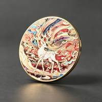 Aimant de réfrigérateur en métal, motif cerf de style dessin animé avec cornes et nuages, impression couleur en relief 3D, série promotionnelle pour festivals, cadeau souvenir rond
