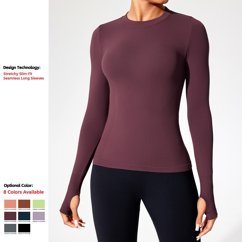 Factory Wholesale Fitness Wear Long-sleeved Women's Sports Tops Slimming Running T-shirts Tight Yoga Wear
