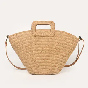 2023 yeni moda bayanlar çanta kağıt tote çanta yaz plaj çantaları Trendy tasarımcı saman rafya kadın çanta