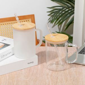 Custom Logo 15oz Glass Mug With Bamboo Lid for Overnight Oats Chia Pudding - Product Image 4