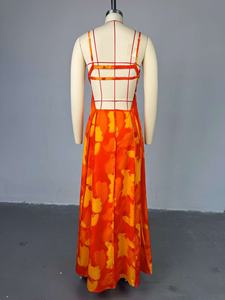 เดรสยาวทรงเอ <span class=keywords><strong>สาย</strong></span>คล้องคอ ปิดไหล่ เอวสูง พิมพ์ลายหวานสดใส - Product Image 5