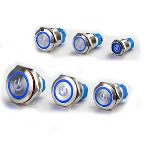 Customizable Symbol Illuminated Mini Round Metal 12V 5A 10A Round Momentary Push Button Switches 16Mm 19Mm Ip67 Stainless Steel