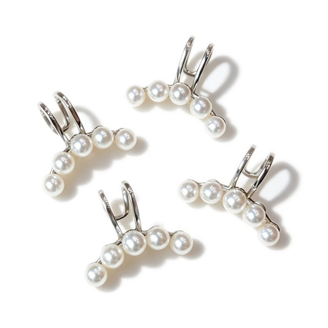 Airy  Ear Cuff Pearl Earrings 4-5mm Baby Freshwater Double Prong Smile Line Hypoallergenic for Everyday Wear