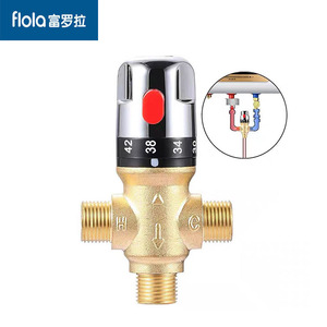 Flola All Copper <b>Thermostatic</b> Valve G12 Solar Water Heater Temperature <b>Control</b> Mixing Valve For Kitchen - Product Image 1