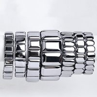 Bracelet Élastique Terahertz UJBOX en Gros, Bracelet Énergétique et de Santé en Argent Poli, Bracelet Magnétique Thérapeutique, Stock en Vrac