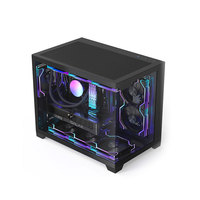Boîtier PC GALAX Muguang 360-M à double compartiment, verre trempé panoramique, aquarium, châssis d'ordinateur de jeu RGB, noir