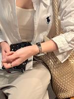 Bracelet de luxe en cuir avec chaîne de poignet et diamants scintillants pour Apple Watch (38, 40, 41, 42, 44, 45, 49 mm)