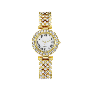 Reloj de pulsera de cuarzo para mujer con diseño romano y diamantes, esfera con diamantes, esfera pequeña y elegante - Product Image 5