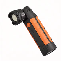 Lampe torche à base magnétique 900LM, design pliable, tête rotative à 180 degrés, double faisceau, indicateur de batterie, IP54, zoom, lumière remplaçable