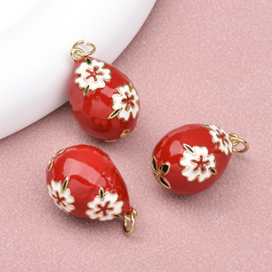 15X20mm 14K chapado en oro esmaltado latón <span class=keywords><strong>huevo</strong></span> de Pascua Vintage <span class=keywords><strong>Faberge</strong></span> <span class=keywords><strong>huevo</strong></span> <span class=keywords><strong>colgante</strong></span> para la fabricación de joyas - Product Image 5