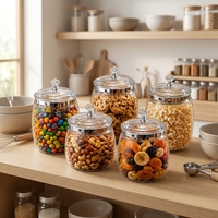 Ensemble de bocaux de conservation alimentaire en plastique PET transparent, hermétiques, résistants à l'humidité, pour garde-manger, comptoir et cuisine