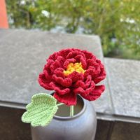 Buket Bunga Peony Rajutan Tangan dari Katun, Hadiah Rajutan Bunga untuk Natal dan Tahun Baru Imlek