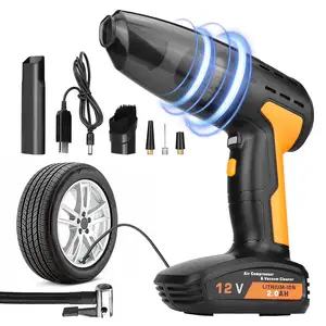 Rechargeable 5000kpa 4 in 1 Wireless Car Vacuum Cleaner Car Automatic Digital Air Compressor for Bicycle Balloon Tire Inflators
