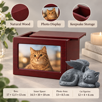 Urne funéraire moderne en bois Zheng Xin pour chat et chien avec cadre photo, cercueil rectangulaire pour fournitures funéraires d'animaux de compagnie