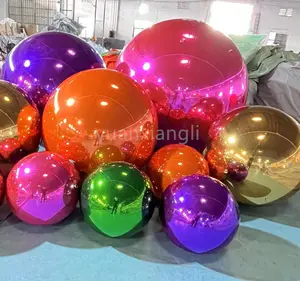Decoration AirColorful Mirror Ball Inflatable Hanging Iridescent Metallic Balls For Events