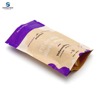 Vente en gros d'emballages compostables Emballage biodégradable en PLA Pochette en papier kraft avec fermeture éclair sur le dessus Sacs à fermeture éclair gratuite pour aliments