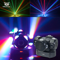 Lumière d'effet de tête mobile à faisceau LED RGBW 16 pièces, 4 têtes rotatives à vent et feu, DMX, laser, stroboscope, pour DJ, discothèque, fête