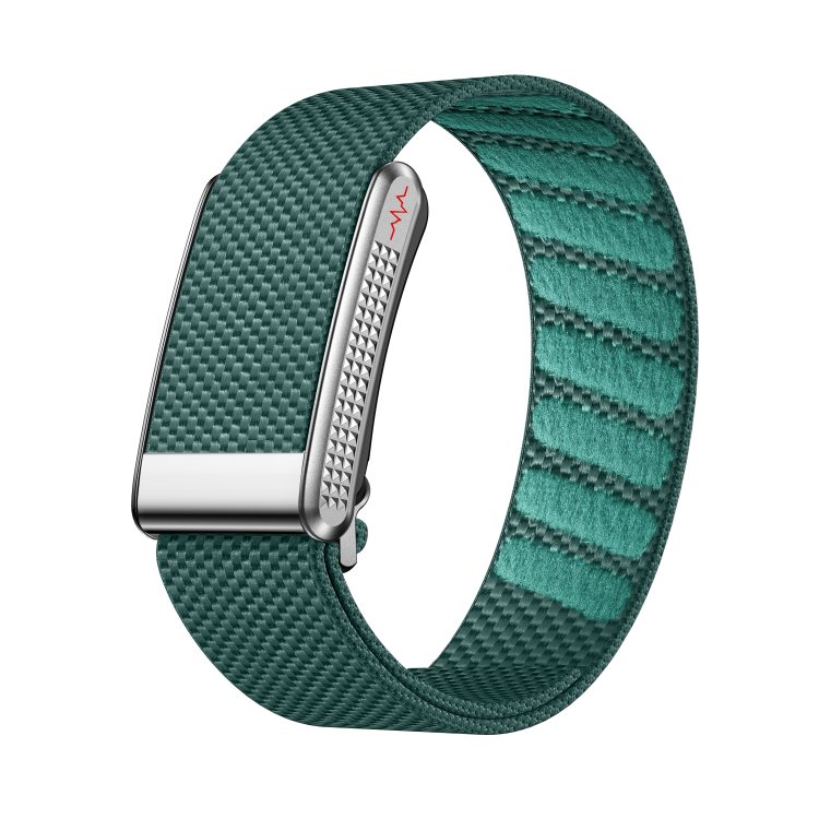 Silver Smart Band With Deep Green Strap
