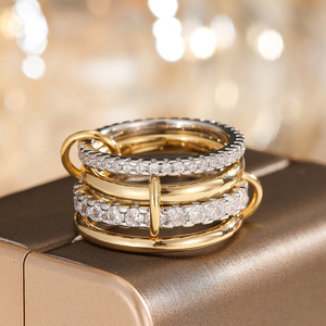 Wholesale Fashion Jewelry New Style Personalized Design Copper <strong>Ring</strong> Zircon 4 <strong>Circle</strong> <strong>Ring</strong> Hip Hop <strong>Ring</strong> for Women - Product Image 4