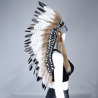 Coiffe en plumes d'inspiration indienne, faite à la main, entièrement en plumes, pour carnaval, fête, cosplay, performance