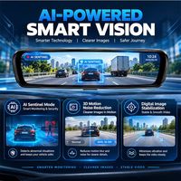 Caméra de tableau de bord avec écran complet de 9,8 pouces, streaming, caméra avant et arrière, anti-éblouissement, enregistreur vidéo de voiture 1080P