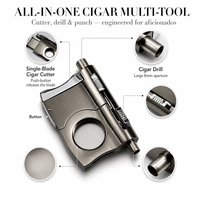 Coupe-cigares en acier inoxydable portable, guillotine à couvercle rabattable, perforateur en V, outil multifonction pour cigares, vente en gros par petites quantités, personnalisable
