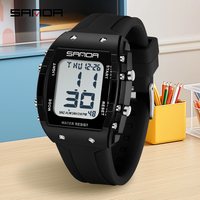 Reloj Digital para Estudiantes SANDA 2175, Esfera Tonneau, Correa de Silicona Multifunción, Deportivo, para Exteriores, a la Moda, Resistente al Agua, Reloj de Pulsera para Niños
