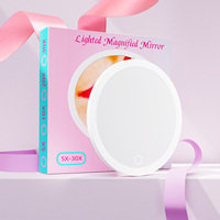Miroir cosmétique lumineux à écran tactile intelligent personnalisé MoonlitGlow, finition argentée, forme ronde, grossissement de précision, cadre pliable