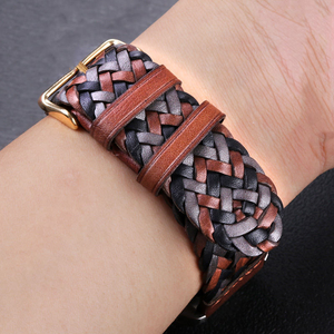 20mm 22mm 24mm Braided Cowhide Genuine <b>Leather</b> Strap Quick Release Men Women Replacement <b>Bracelet</b> Belt Wrist Band - Product Image 5