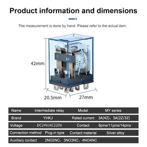 <span class=keywords><strong>Relais</strong></span> intermédiaire MY2NJ <span class=keywords><strong>Relais</strong></span> Enfichable DC AC12v 24v AC110v 220v 380V 5a Contact Argenté HH52P <span class=keywords><strong>relais</strong></span> électromagnétique - Product Image 4