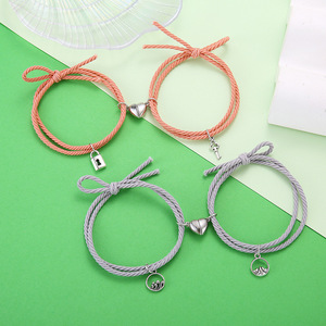 Serratura a chiave di Coppia Braccialetto di Attrazione Magnetica Creativo Corda Braccialetto di Amicizia Gli Uomini E Le Donne del Regalo Dei Monili del Braccialetto di Fascino 2Pcs - Product Image 1