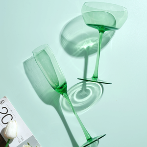 Calice in Cristallo Colorato per Degustazione, Lussuoso <span class=keywords><strong>Bicchiere</strong></span> <span class=keywords><strong>a</strong></span> <span class=keywords><strong>Tulipano</strong></span> Verde per Champagne - Product Image 2