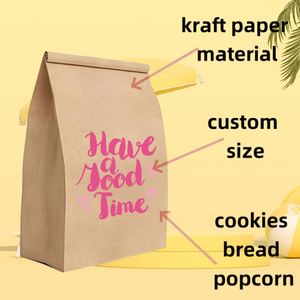 Printing logo Sticker Window Opening Pointed Bottom Cowhide Mini Oil-proof Paper Bag Suitable for Cookie, Bread, and Popcorn - Product Image 2