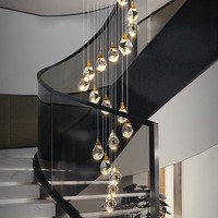 Lustre en spirale au design moderne, long lustre en cristal pour escalier, éclairage de plafond haut pour salon