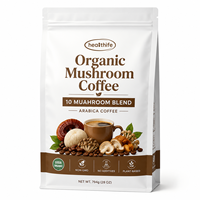 Mélange de café aux champignons 10 en 1 en poudre, marque privée OEM, Reishi, Chaga, Lion's Mane