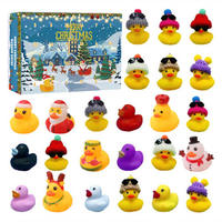 Calendrier de l'Avent en plastique jaune en forme de canard pour Noël et Halloween, boîte cadeau, mini figurine de canard, boîte mystère de l'Avent pour enfants, vente en gros