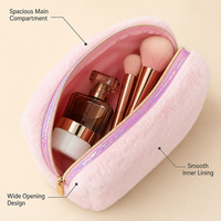 Pochette Cosmétique en Peluche Personnalisée, Sac de Maquillage Coréen Mignon, Trousse de Toilette Portable, Sac à Main Doux pour Femmes et Filles