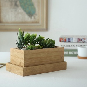 Pot de planteur <span class=keywords><strong>rectangulaire</strong></span> Succulent en bambou, conteneur <span class=keywords><strong>à</strong></span> <span class=keywords><strong>fleurs</strong></span> pour le bureau, plateau en bambou - Product Image 5