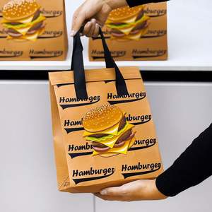 Sac isotherme jetable en plastique non tissé avec film d'aluminium, logo personnalisé, pour aliments frais, café, gâteaux, hamburgers, à emporter - Product Image 2