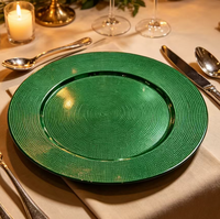 Assiettes de présentation élégantes en plastique texturé à pois dorés, réutilisables pour mariages, réceptions et dîners à domicile