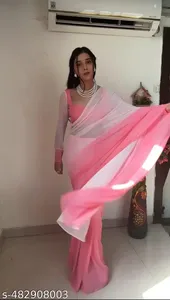 أجمل فستان هندي على طراز بوليوود من جورجيت ساري للسيدات بسلسلة ثقيلة من أعمال التطريز وتصميم فستان - Product Image 3